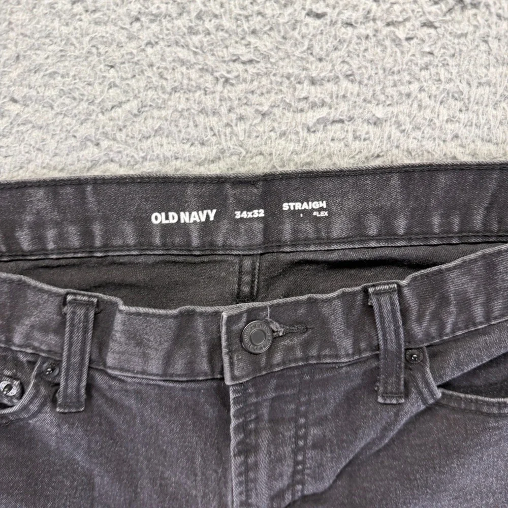 Old Navy Built-In Flex Jeans‎ Mens 34x32 Black Cotton Denim Straight Leg Stretch